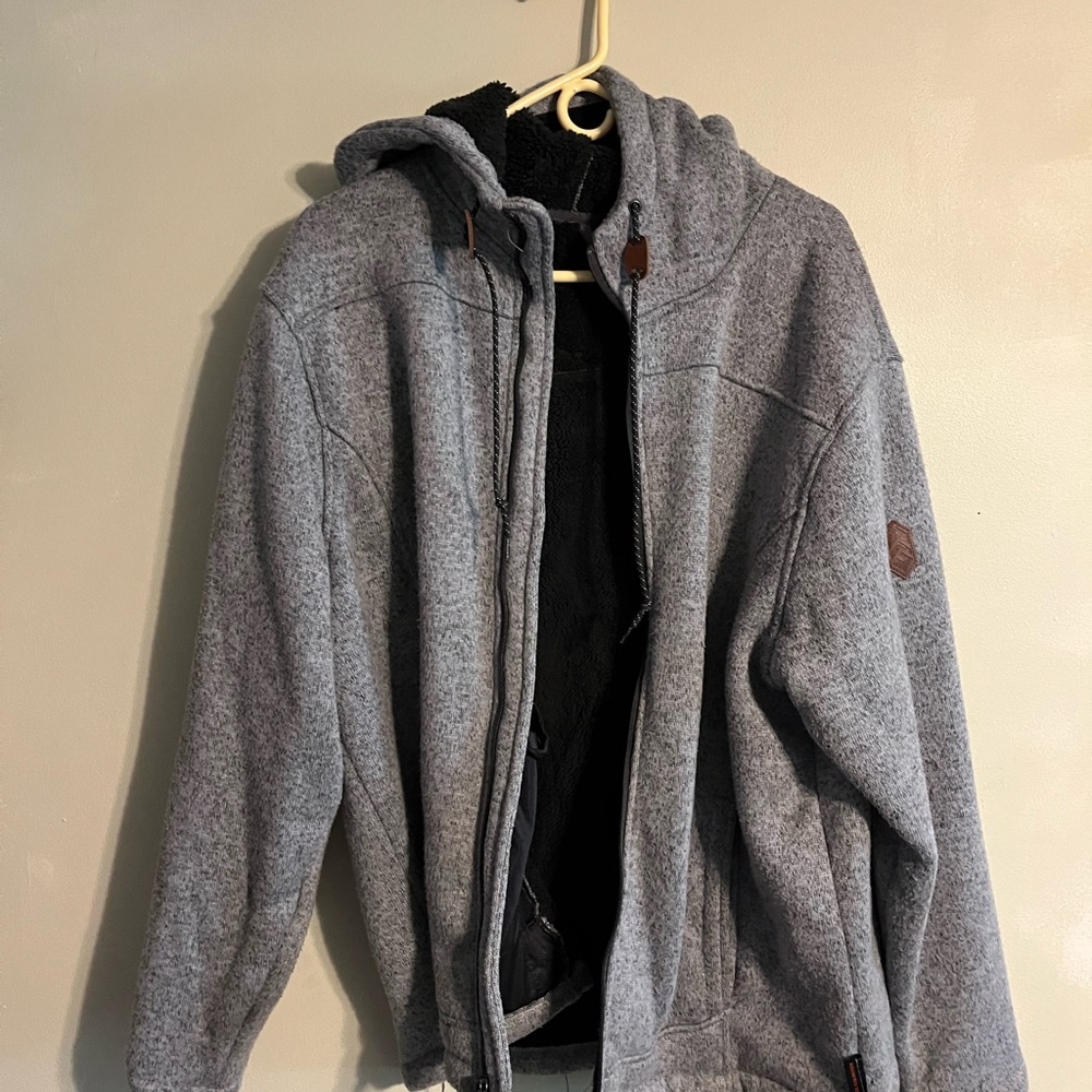 Free Country Men's Zip Up Gray Sweater